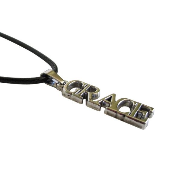 New Grace Pendant Necklace on 18" to 20" Black Cord Inspirational Unisex Jewelry - Picture 4 of 5